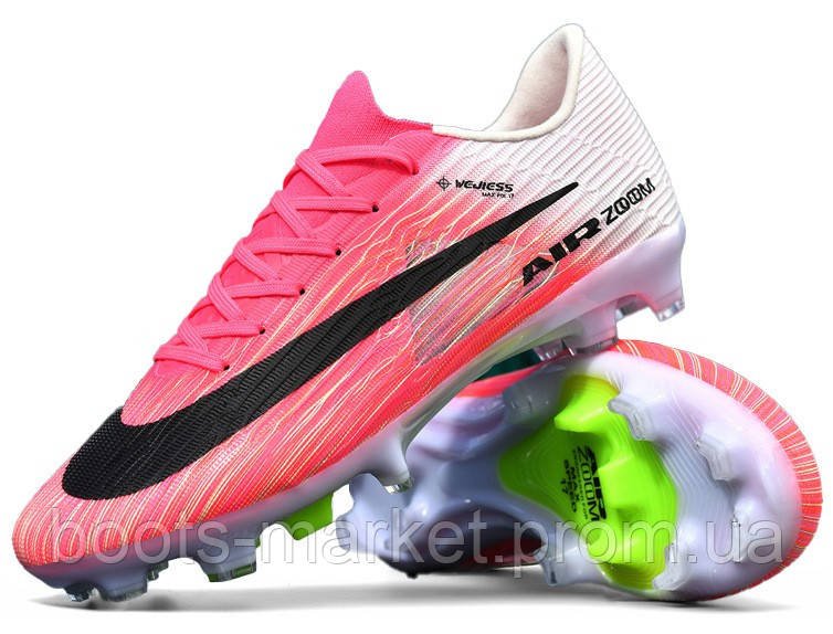 Футбольные бутсы Tezaz Air Zoom Mercurial FG (розовые с белым)