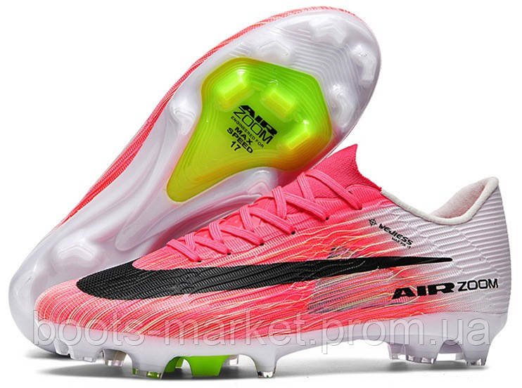 Футбольные бутсы Tezaz Air Zoom Mercurial FG (розовые с белым)
