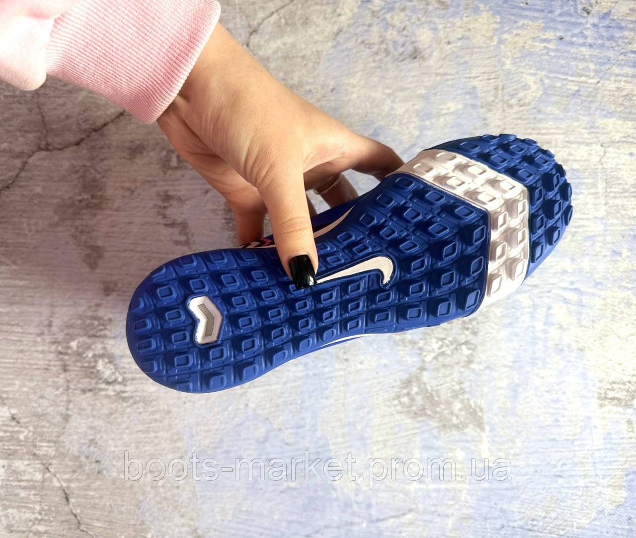 Футбольні сороконіжки Air Zoom Mercurial Superfly X TF сині з рожевим свушем