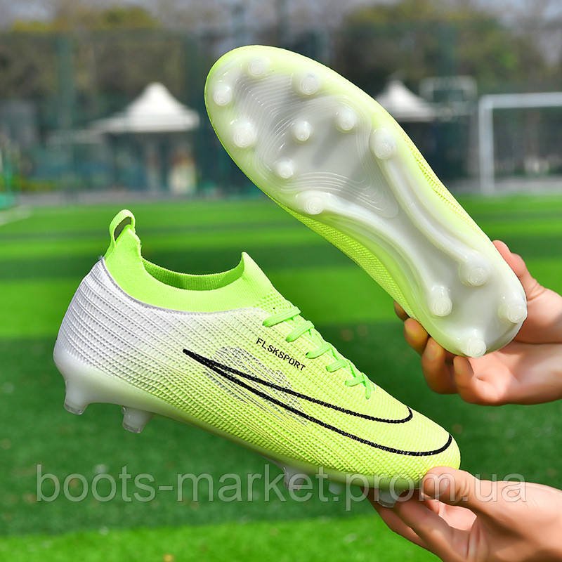 Футбольные бутсы (копы) Air zoom Vapor с эластичным носком, неоново-зеленые