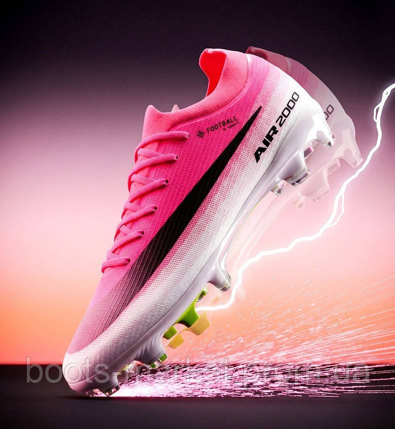 Футбольные бутсы Air Zoom с эластичным носком, бело-розовые