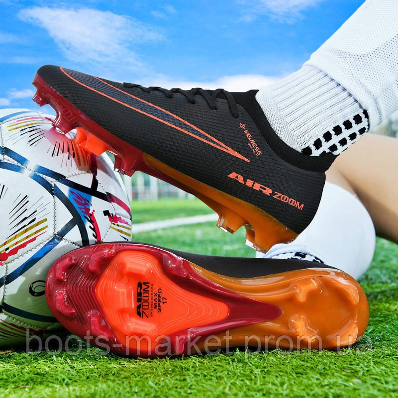 Футбольные бутсы Air Zoom с эластичным носком, бело-розовые