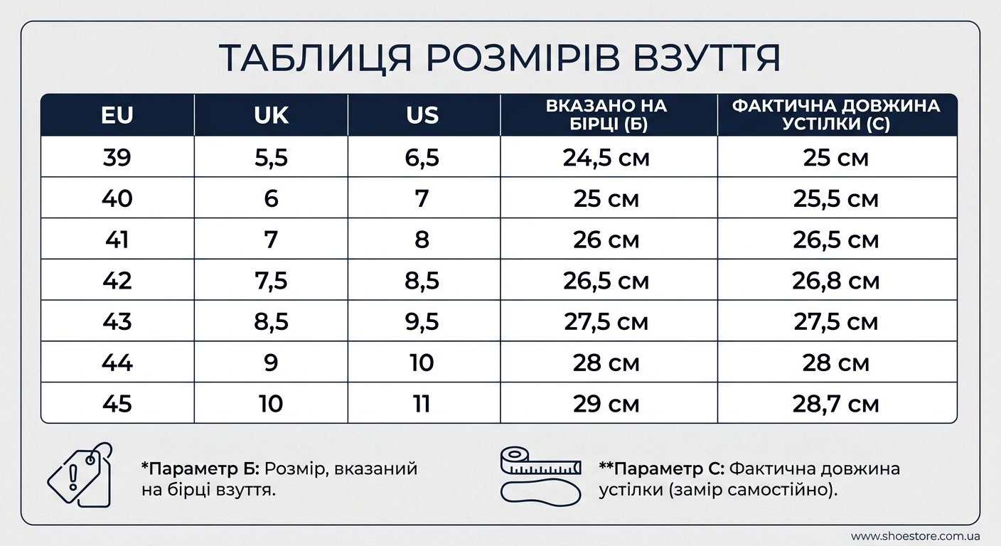 Таблиця розмірів